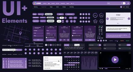 Fototapete - These graphic components provide a comprehensive approach to the development of interfaces that meet modern requirements for functionality and aesthetics in Internet resources.