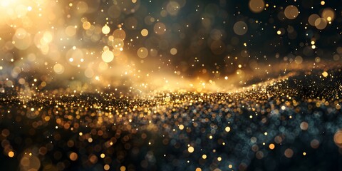 Wall Mural - Sparkling Golden Bokeh Lights Background
