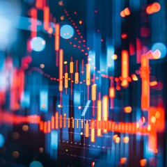 Aufkleber - A colorful image of a stock market with red and blue lines