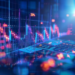 Aufkleber - A computer screen shows a graph with a purple line that is at 20%