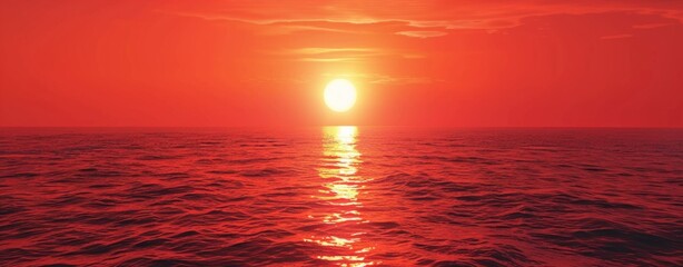 Red sunset over the ocean.