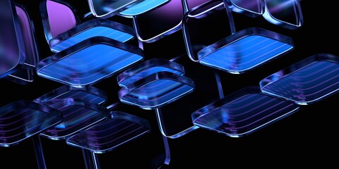 Fototapete - Abstract geometric blocks on dark background, 3d render