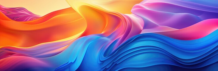 Wall Mural - Abstract colorful waves, digital art, wallpaper design.