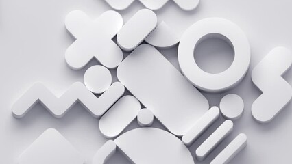 Poster - Abstract animation, white geometric background design, 4k looping video, 3d render