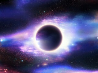Wall Mural - black hole isolated on a background of stars. singularity bends space. an object with powerful gravi