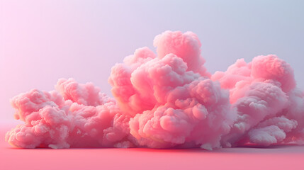 Wall Mural - Single pink cloud formation, romantic soft cloud, 3d rendering, isolated cloud 