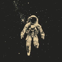 astronaut silhouette in outer space illustration template design