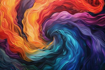 Poster - A digital abstract art painting featuring swirling, vibrant colors and shapes. Generative AI