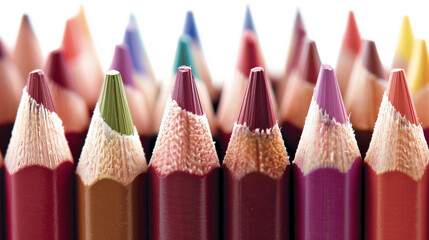 Poster - A row of colored pencils with the top of each pencil pointing up