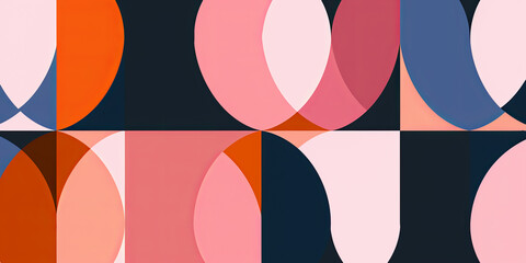 Poster - Abstract geometric background with overlapping circles in retro style. Vector illustration.