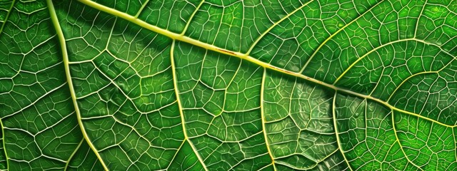 Wall Mural - Vibrant green leaf texture wallpaper.