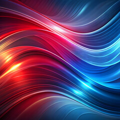 Poster - abstract background with smooth lines in red and blue.