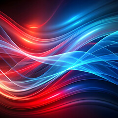 Poster - abstract background with smooth lines in red and blue.