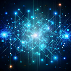 Poster - abstract technology background with glowing particular