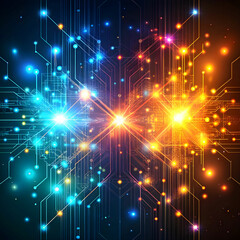 Poster - abstract technology background with glowing particular