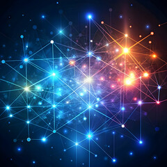 Poster - abstract technology background with glowing particular