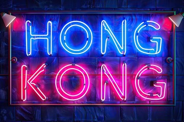 Hong Kong town neon light city background