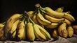 © Serhii - Fresh bananas background, top view, tropical organic fruits. AI generated.