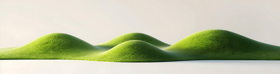 Wall Mural - 3d rendering of green curved hills of grass isolated on a white background