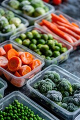 Wall Mural - vegetables in plastic containers. Selective focus