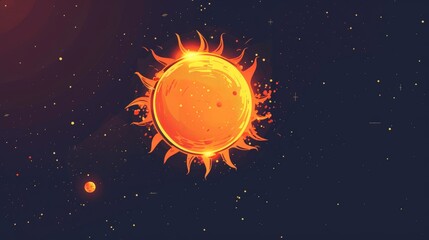 Poster - Artistic image of the sun with explosive solar flares and bright energy emissions. Captures the power of solar activity and magnetic storms.