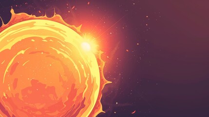 Poster - Artistic illustration of the sun with solar flares and bright emissions. Highlighting the dynamic nature of solar activity and energy.