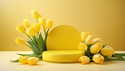 Wall Mural - bouquet of yellow tulips plant, bloom, petal, beautiful, leaf, spa, tulips, garden, pink, color