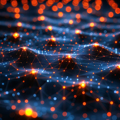 Poster - Abstract technology background with connecting dots and lines. Big data visualization. 3D rendering