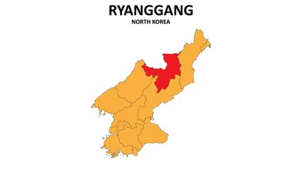 Sticker - Ryanggang Map in North Korea. Vector Map of North Korea. Regions map of North Korea.