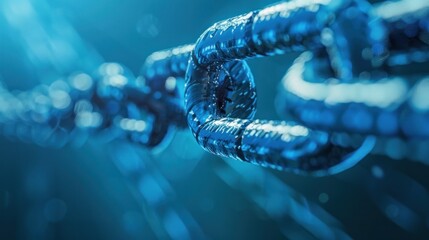 Vivid illustration of digital chains, featuring binary code patterns