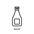 © Anastasiia - Sauce glass bottle icon with editable stroke. Condiments packaging symbol. Outline pictogram for web design, mobile app interface. Vector sign isolated on white. Food concept, supermarket product