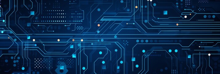 Poster - abstract blue circuit board design - detailed abstract art portraying a blue and black circuit board