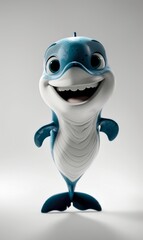 Poster - A cartoonish blue dolphin with a big smile on its face
