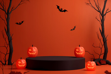 Poduim mockup for show product Halloween background season