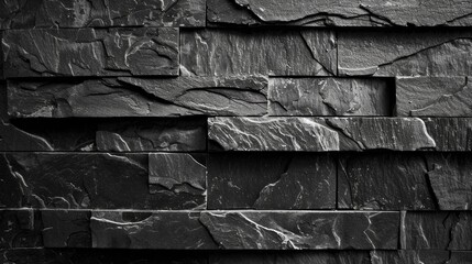 Aufkleber - A black and white photo of a wall made of stone