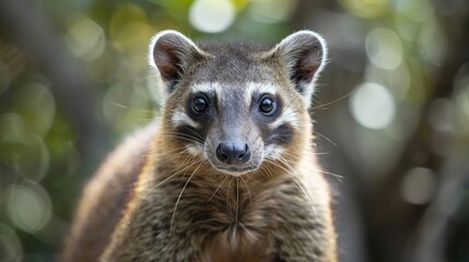 Wall Mural - Close up view of a Coati, also known as coatimundis. Generative Ai