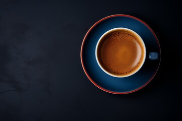 A Perfectly Brewed Espresso In A Navy Blue Cup On A Dark, Mysterious Background. Generative AI