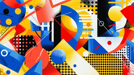 Poster - Colorful and modern geometric abstract design, perfect for creative and contemporary themes, capturing a trendy and artistic style.