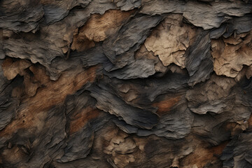 Processed collage of old tree bark trunk material texture. Background for banner, backdrop