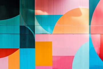 Poster - Bright pastel abstract shapes, ideal for trendy and colorful themes, capturing the playful and vibrant style of Memphis design.
