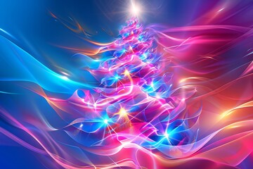 Wall Mural - Abstract digital art of a vivid Christmas tree light display. Concept of festive celebration, holiday decoration, seasonal art