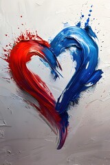 Wall Mural - Patriotic Tricolor Heart Artwork with Vibrant and Dynamic Brushstrokes