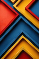 Canvas Print - Overlapping Rectangular Frames in Bold Primary Colors on Matte Textured Paper with Collage Effect