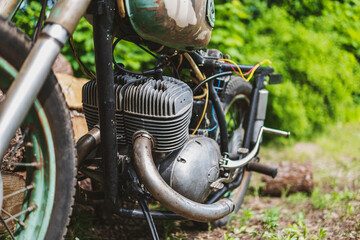 Old motorcycle with two-stroke engine