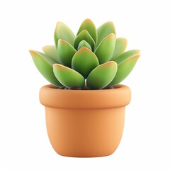 Wall Mural - Cute Office Desk Plant Cartoon Clay Illustration, 3D Icon, Isolated on white background