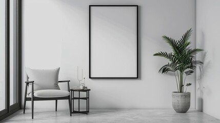 Wall Mural - minimalist interior mockup vertical black frame modern home decor