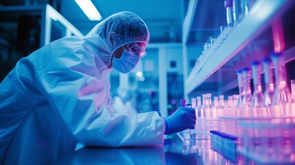 Wall Mural - Research scientist working on experiment in a biochemistry lab