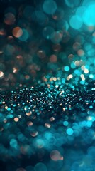 Wall Mural - A luxurious background featuring turquoise glitter and bokeh lights, ideal for upscale and festive designs.