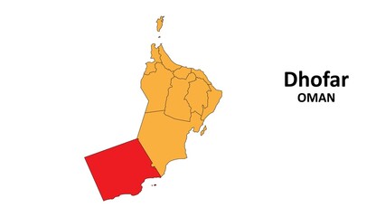 Poster - Dhofar Map in Oman. Vector Map of Oman. Regions map of Oman.