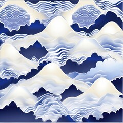 Wall Mural - Tile pattern of mountain backgrounds nature blue.